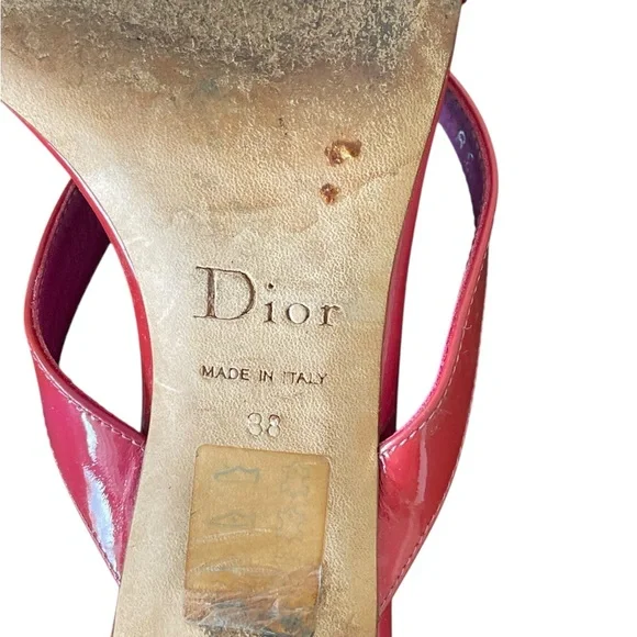 Dior Pink Patent Leather Bow Sandals Size 38 - Picture 7 of 8